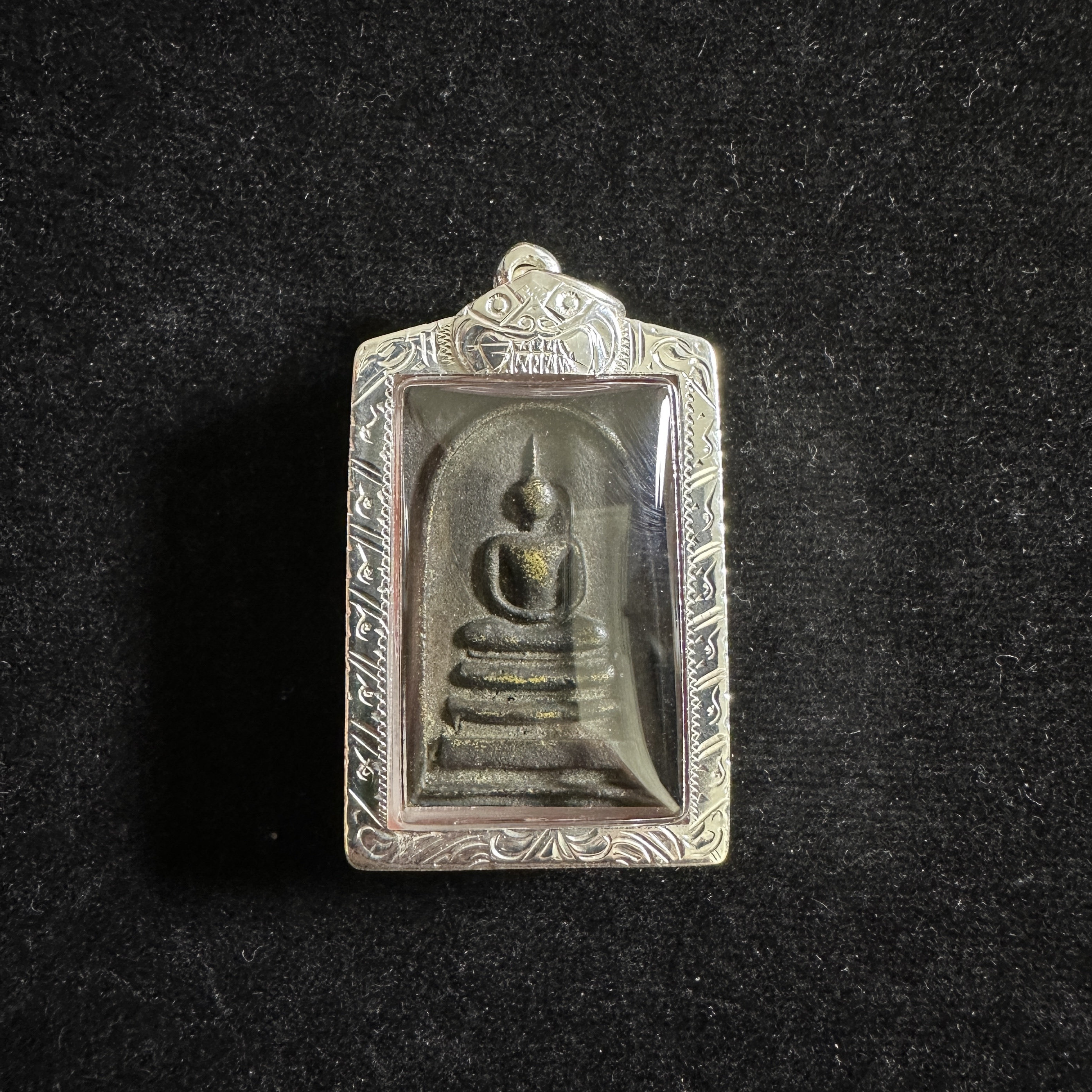 泰国特色真品吊坠龙婆坤2536崇迪自身九宝铜材质纯银壳带鉴定卡