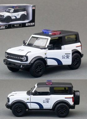 马珂垯1:36福特烈马警车合金汽车金属儿童玩具模型回力可开门摆件