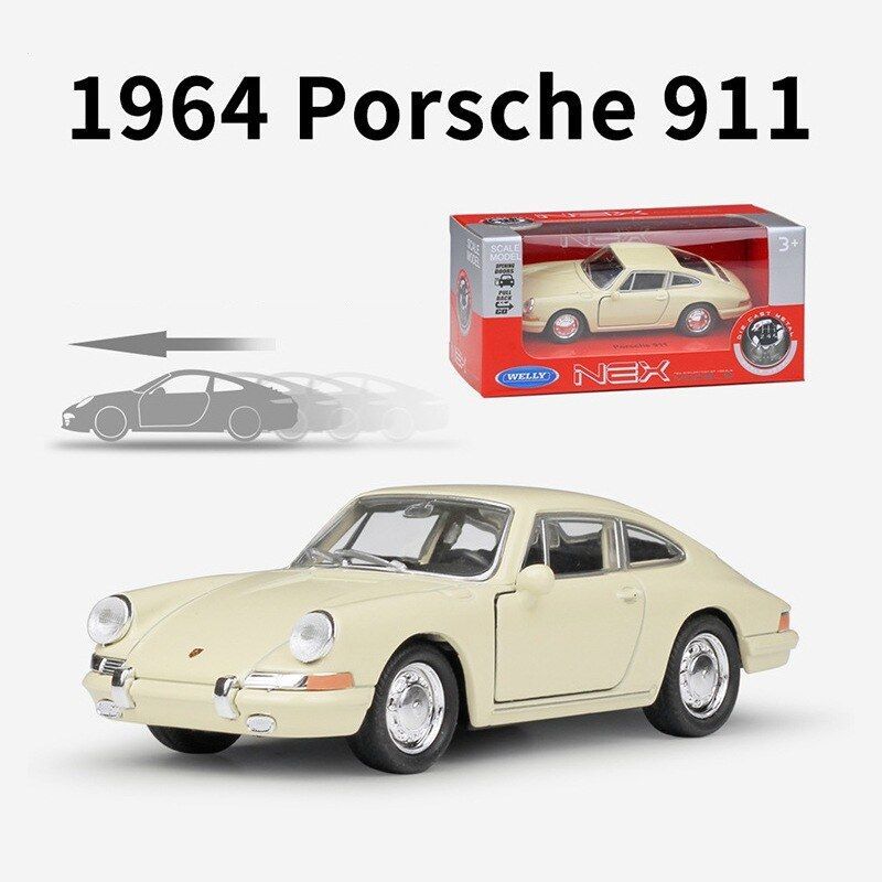威利Welly合金1:36儿童玩具汽车模型1954经典保时捷911回力两开门