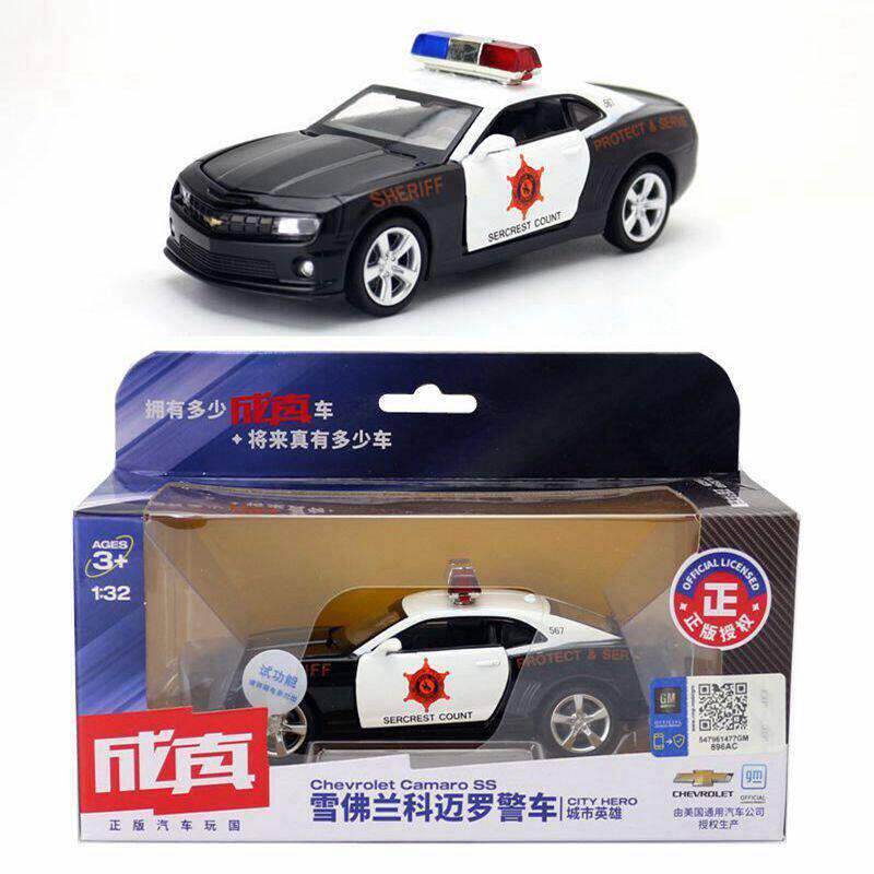 彩珀合金汽车模型儿童玩具32警车