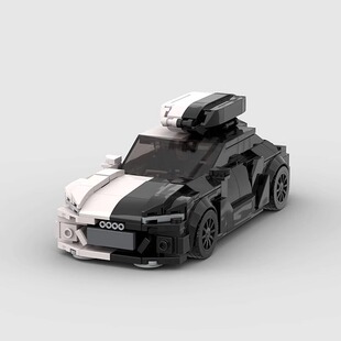 奥迪RS6魔女汽车模型moc积木8格旅行车小颗粒益智拼装儿童玩具diy