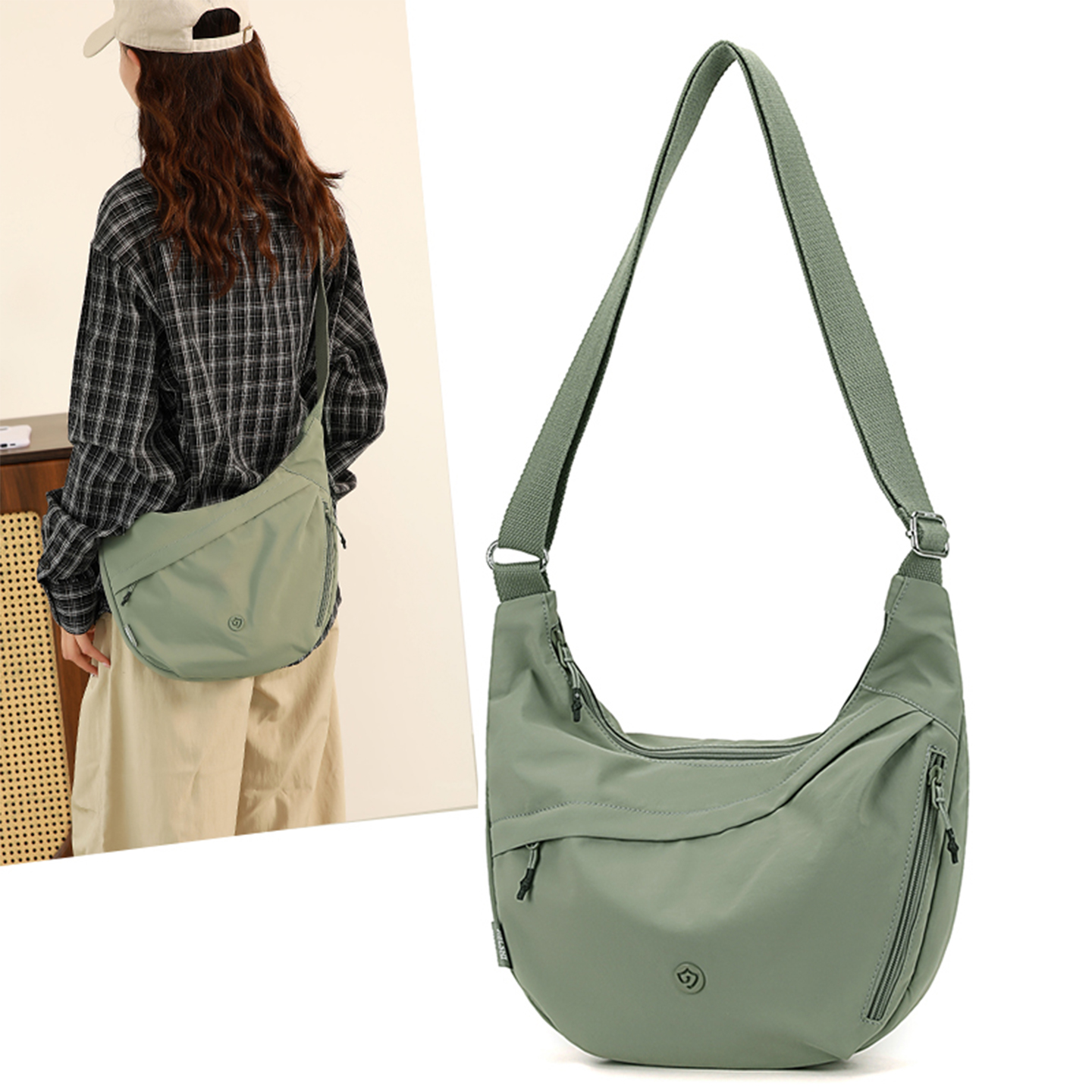 慵懒风斜挎包女尼龙布新款大容量单肩帆布包轻便旅行防泼水饺子包