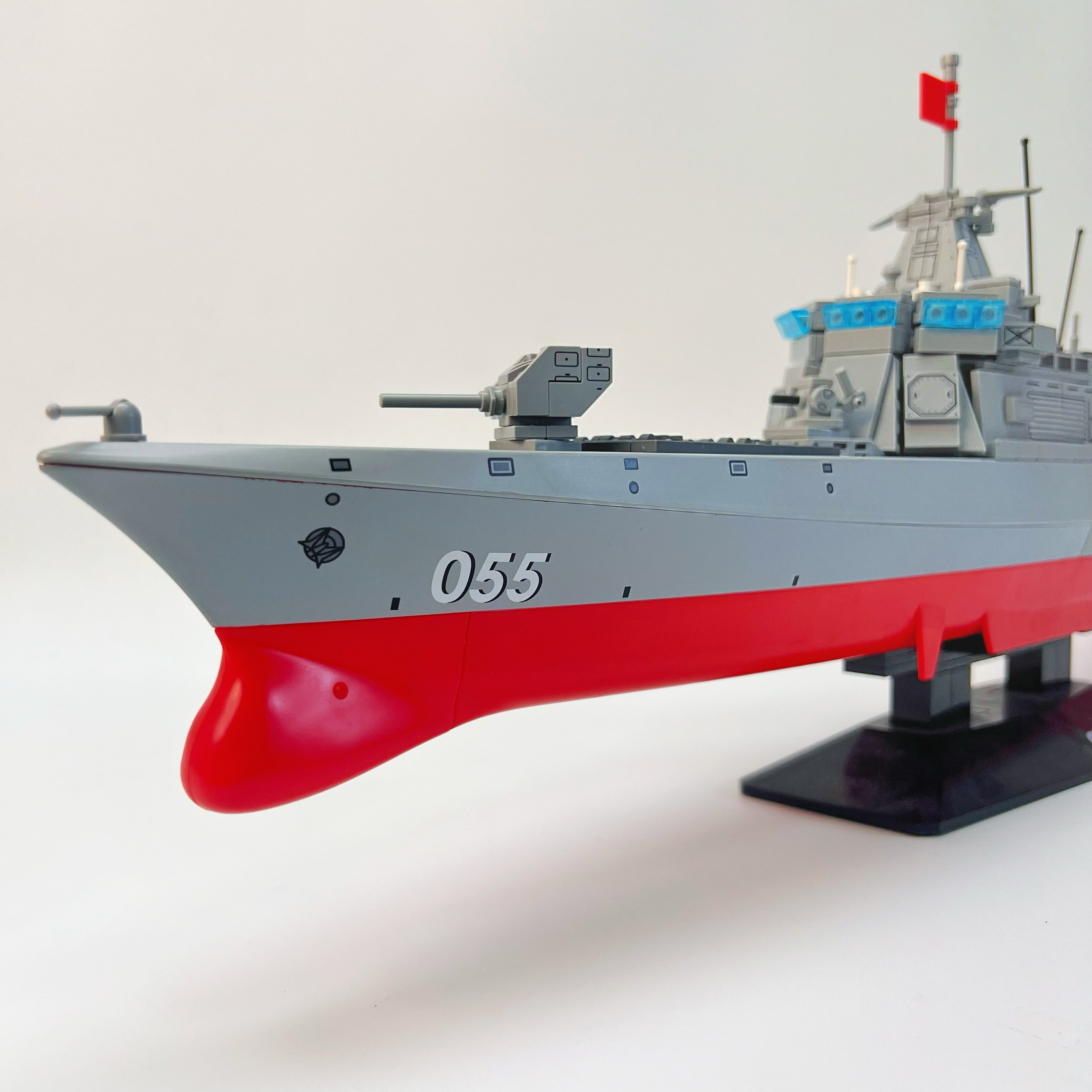 中国积木055型驱逐舰战舰模型拼装玩具儿童男孩高难度困难乐高
