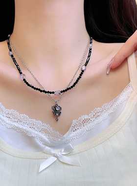 双层叠戴尖晶石甜酷风爱心钥匙