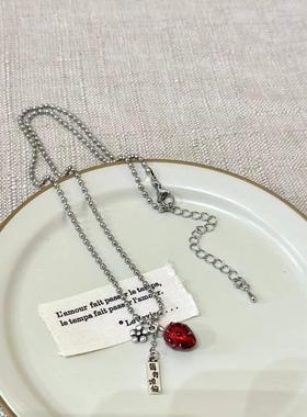 韩国东大门ins风草莓花朵项链