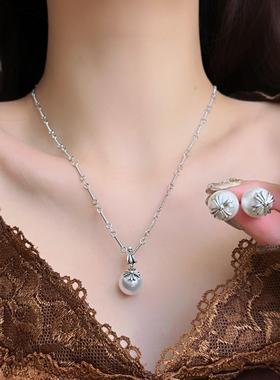 日系复古简约珍珠吊坠项链