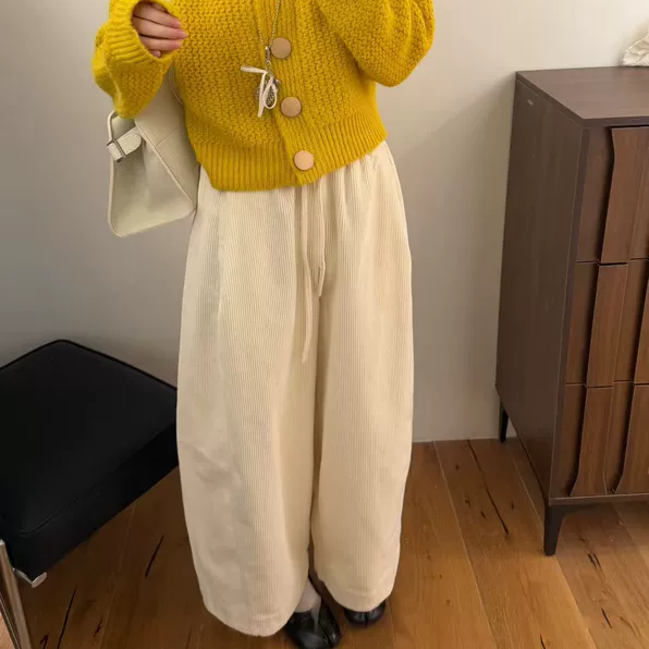灯芯绒裤子女2025秋冬新款韩版宽松显瘦高腰休闲裤百搭直筒阔腿裤