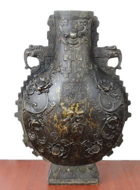 黄铜花瓶福寿摆件工艺品