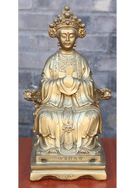 黄铜碧霞元君工艺品摆件泰山圣母