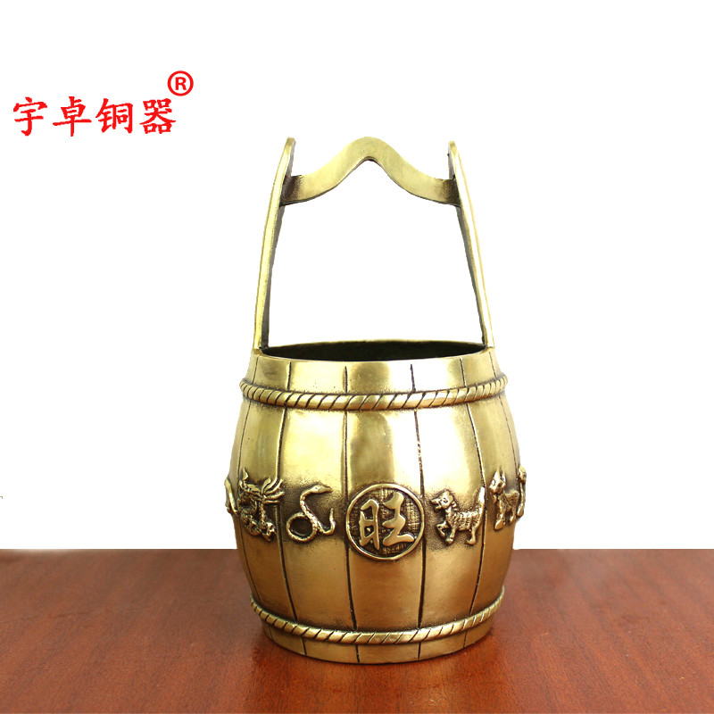 宇卓铜器纯铜一桶金黄铜一桶金家居装饰办公室工艺品摆件