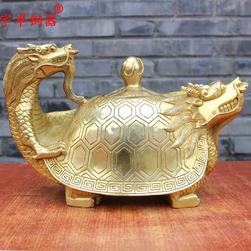 宇卓铜器纯铜龙龟炉黄铜龙回首炉 铜倒流香家居装饰工艺品摆件