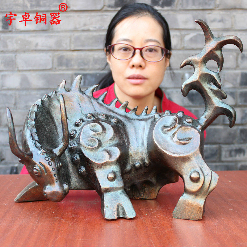 宇卓铜器 纯铜牛黄铜牛斗牛生肖牛家居装饰工艺品摆件