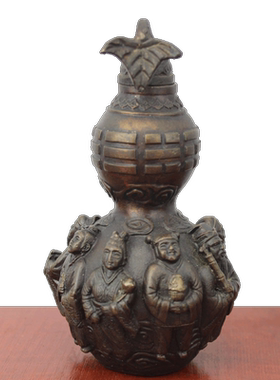 立体八仙黄铜葫芦摆件