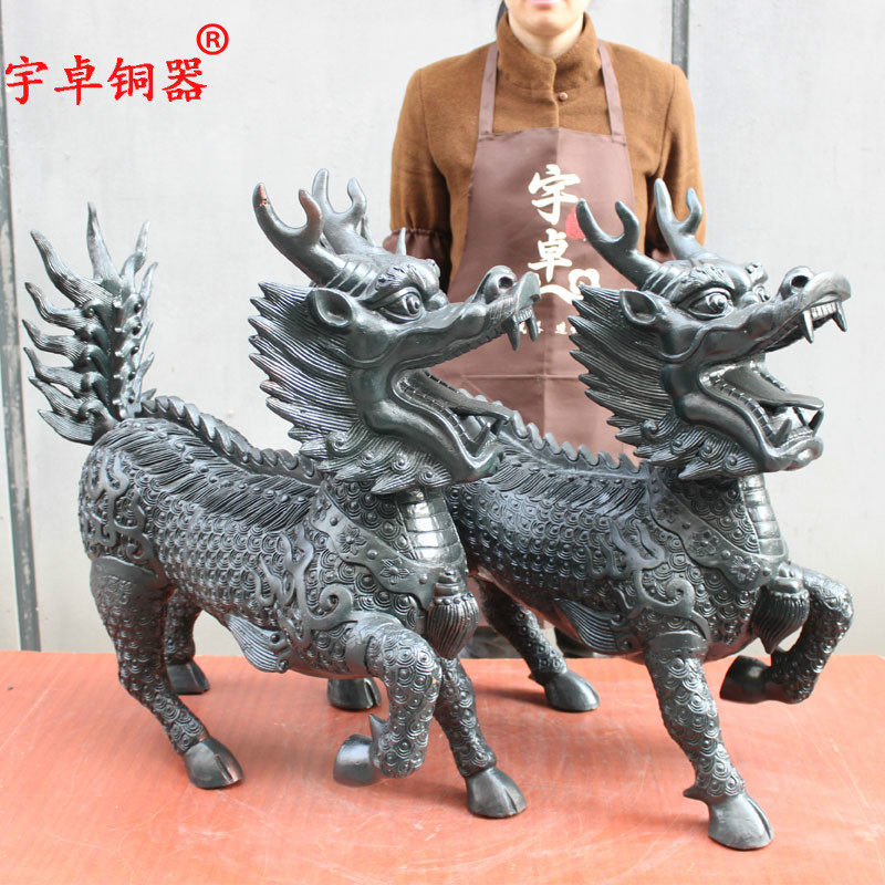 宇卓 铁器 铁麒麟 抬左腿抬右腿 铸铁麒麟一对家居装饰工艺品摆件