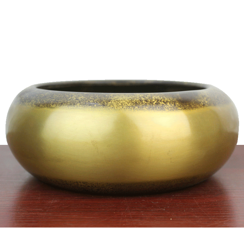宇卓铜器铜莲花钵 纯铜钵黄铜钵圆底平口香炉工艺品桌面摆件钵炉
