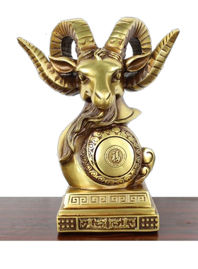 宇卓铜器工艺品摆件羊头纯铜黄铜