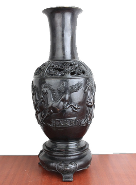 黄铜花瓶工艺品摆件八骏马