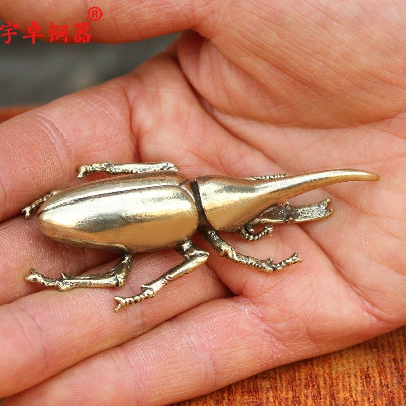 宇卓铜器纯铜甲虫摆件家居客厅玄关办公室桌面装饰品