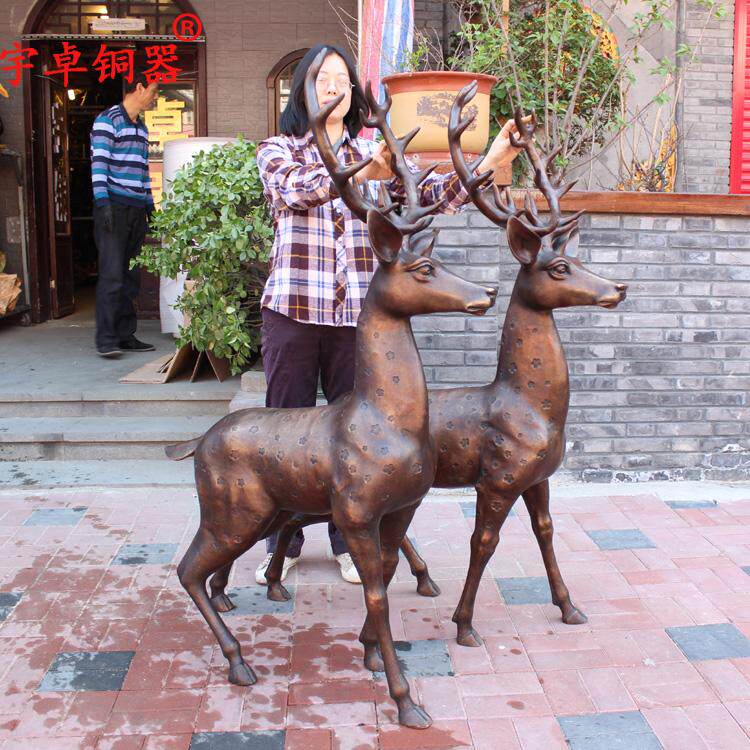宇卓铜器纯铜梅花鹿黄铜梅花鹿工艺品摆件四脚着地梅花鹿