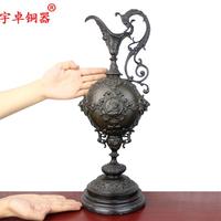 宇卓铜器纯铜人物花瓶造型大理石底座铜雕工艺品摆件