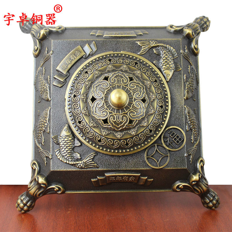 宇卓铜器 纯铜烟灰缸黄铜烟灰缸四足烟缸鱼烟灰缸工艺品摆件