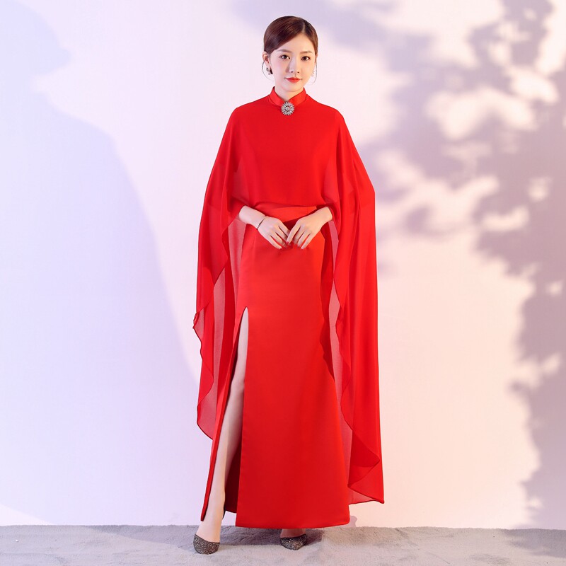 走秀演出服鱼尾裙舞台两件套旗袍