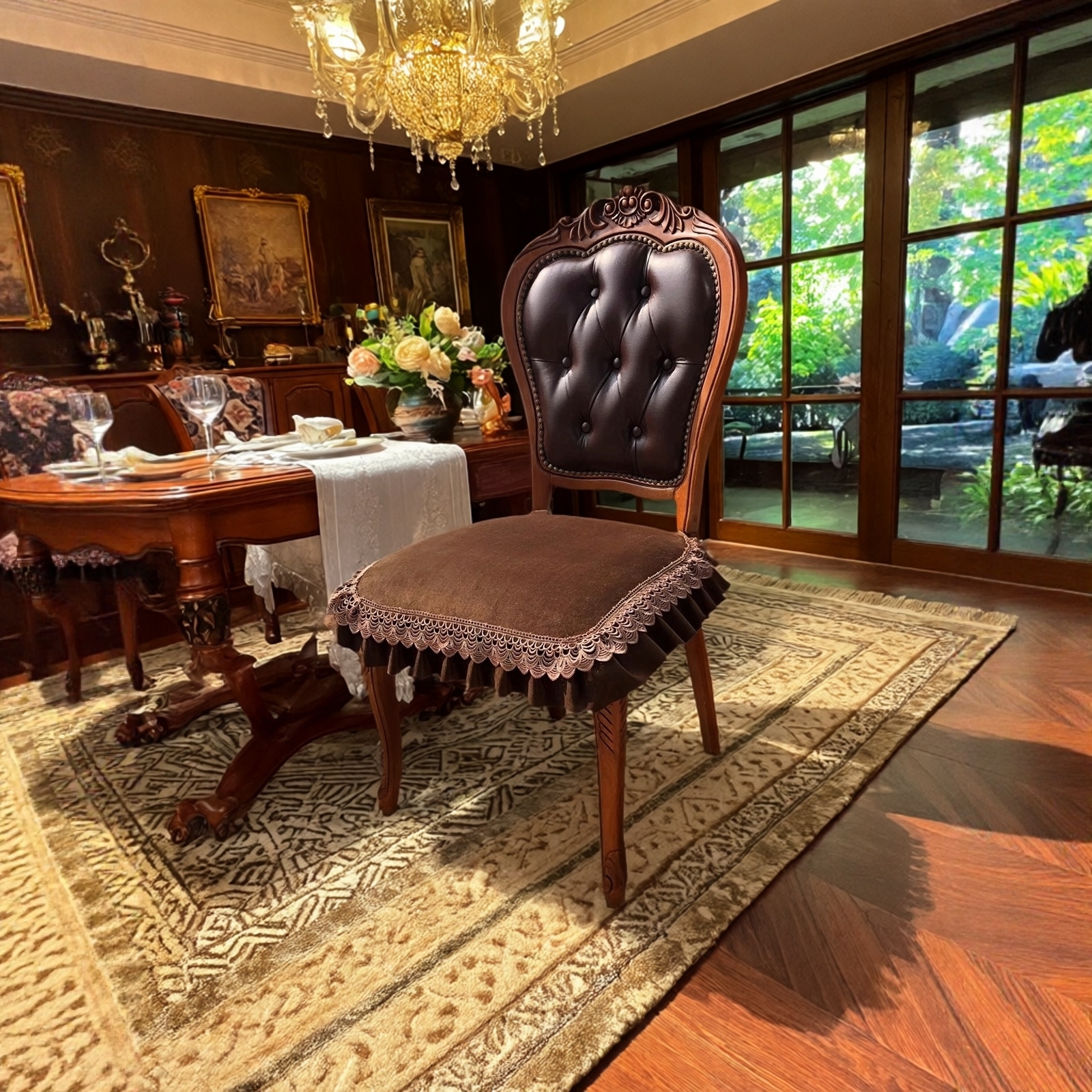 2025款餐椅垫欧式复古马蹄形坐垫