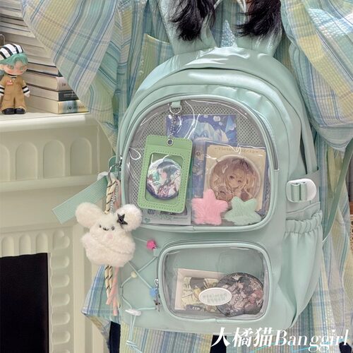大橘猫日系可爱星星痛包双肩包初中学生大容量书包女轻便吧唧娃包