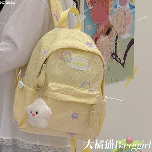 高颜值女高中初中生书包 大橘猫日系ins小清新可爱学生双肩包新款