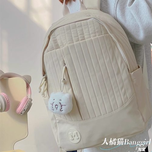 日系ins简约学院风中学生书包 森系百搭高中生学生双肩包纯色背包