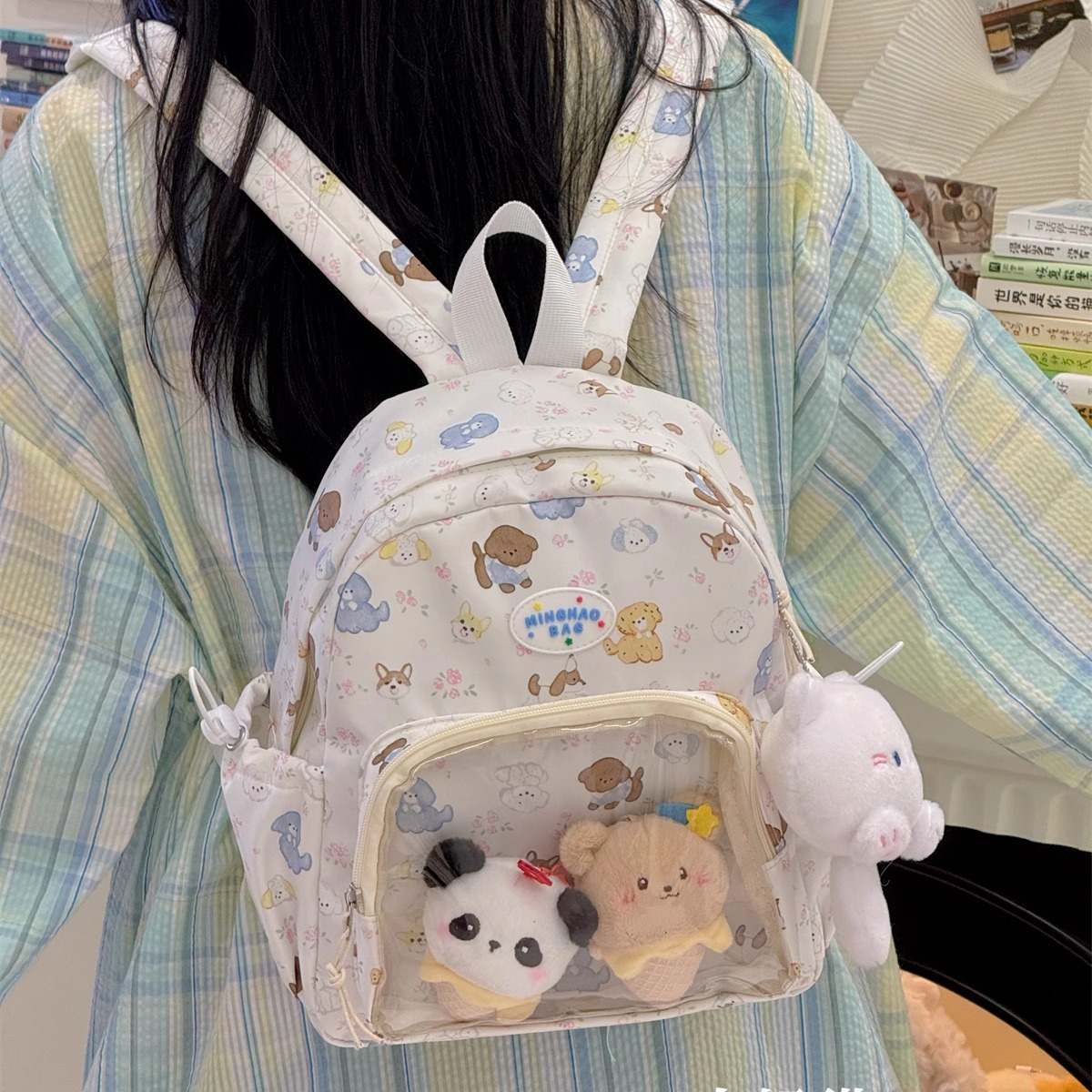 新款小食量10cm娃痛层可爱狗狗小号双肩包大学生小书包出游背包女