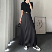 大码 高腰显瘦春夏a字半身裙风琴百褶裙中长款 雪纺半身长裙女夏季