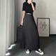 大码 高腰显瘦春夏a字半身裙风琴百褶裙中长款 雪纺半身长裙女夏季