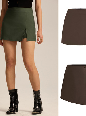 亚马逊skort高腰拉链半身裙裤精品弹力裙裤短裙厂家现货直发