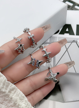 戒指女简约时尚不规则十字架个性百搭指环ins潮酷冷淡风小众配饰