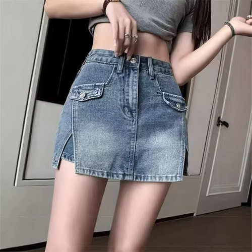 跨境高腰牛仔短裙女款个性裙裤夏季薄款2026新款a字短裤裙半身裙