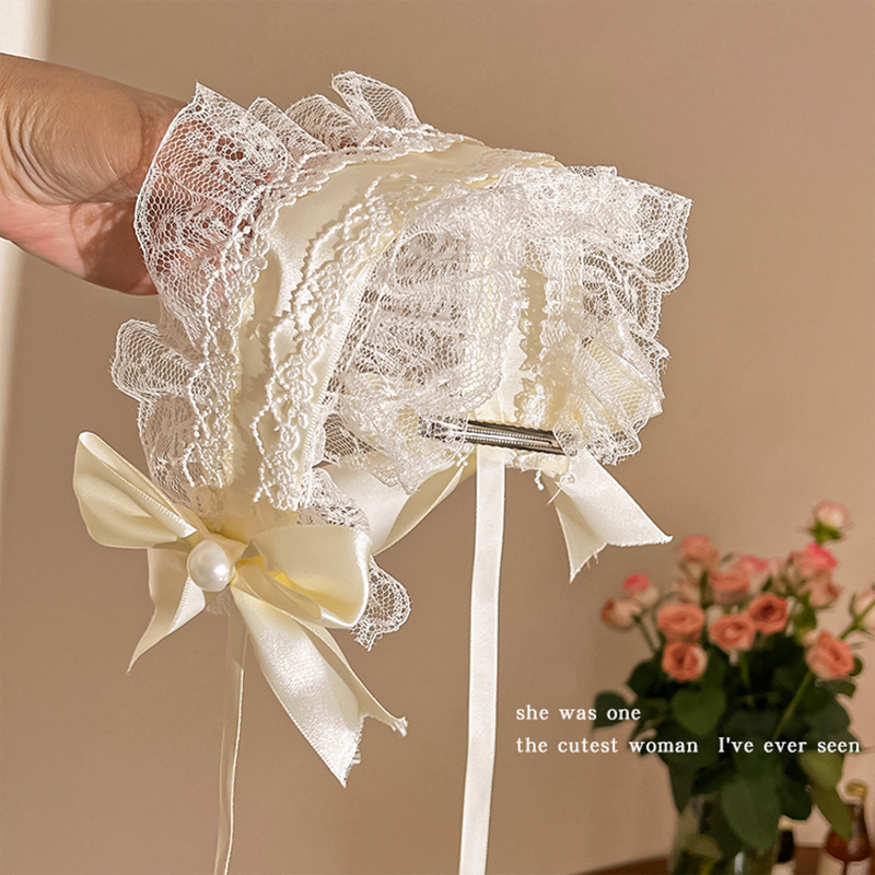 Lolita蕾丝蝴蝶结重工发带女2024新款发夹洛丽塔甜妹发卡可爱头饰