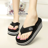 女鞋 越南鞋 坡跟凉拖女沙滩鞋 女凉拖鞋 松糕厚底平仙人字拖鞋 女夏季