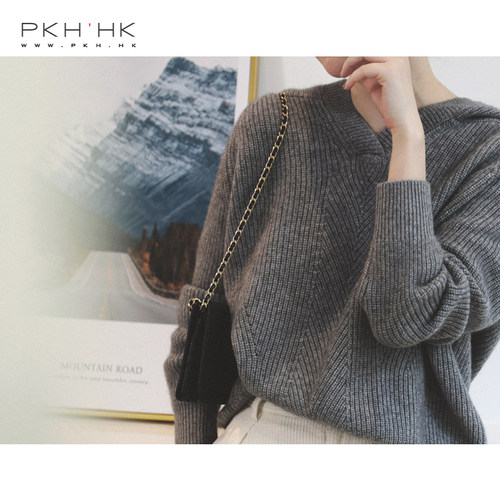 毛衣率性羊绒混纺立体织纹宽松