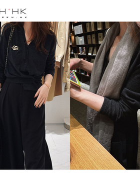 PKH.HK气质女装折扣店 私服 有腔调设计V领不对称两穿针织开衫