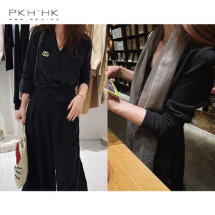 PKH.HK气质女装折扣店 私服 有腔调设计V领不对称两穿针织开衫