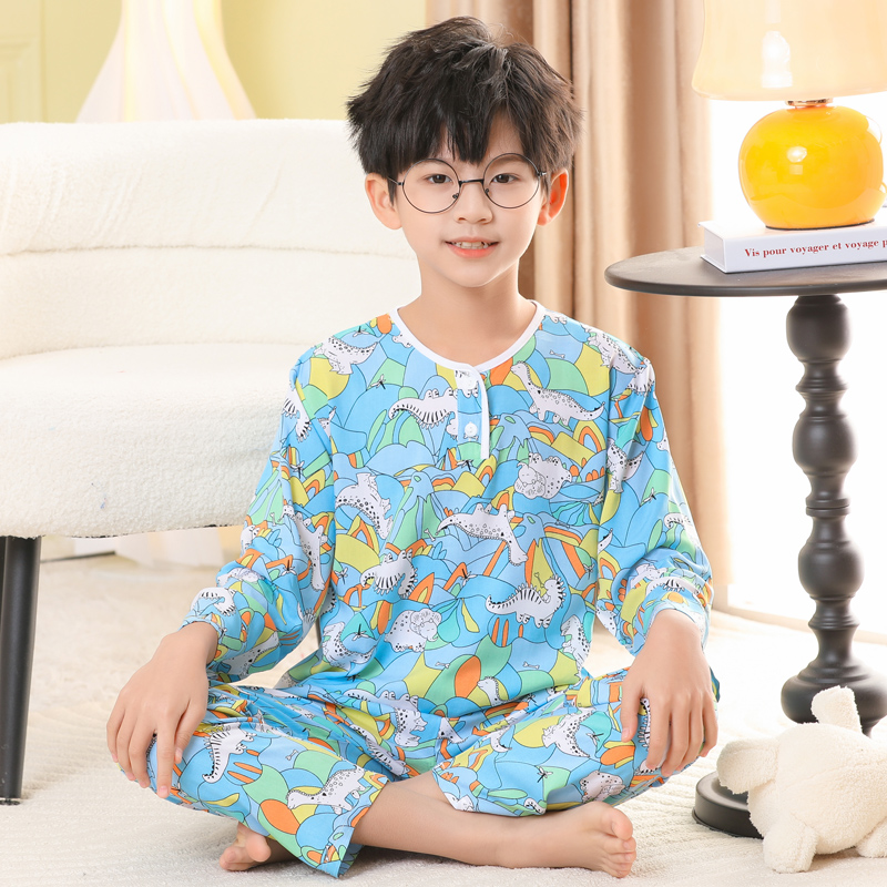 夏天儿童棉绸空调服套装