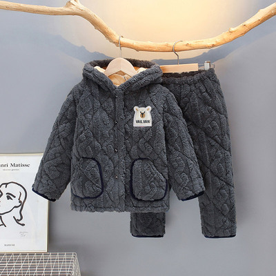 法兰绒冬季加绒加厚家居服