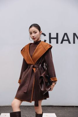 2025秋冬新款连帽系带双面双穿绵羊毛大衣女小个子中长款毛呢外套