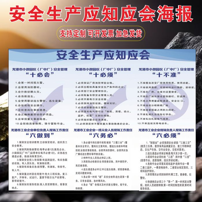 安全生产应知应会海报贴纸