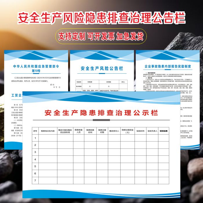 安全生产隐患排查治理公示栏海报