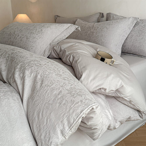 轻奢全棉提花四季纯色四件套