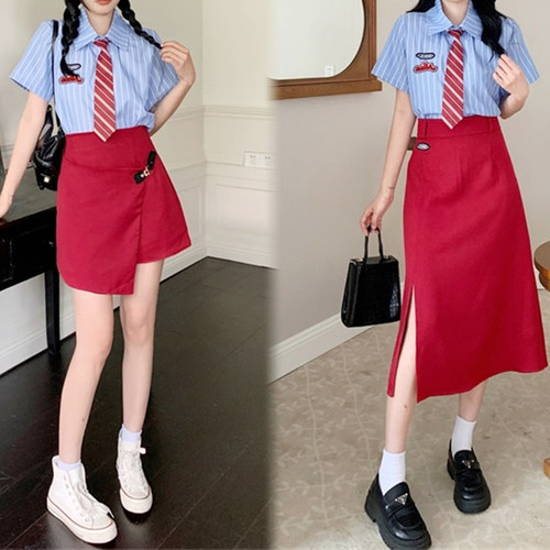 美式多巴胺甜辣学院风套装裙穿搭