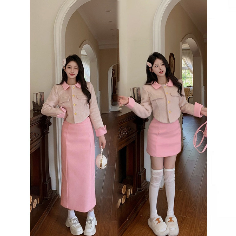 芝芝莓莓富家千金小香风外套半裙
