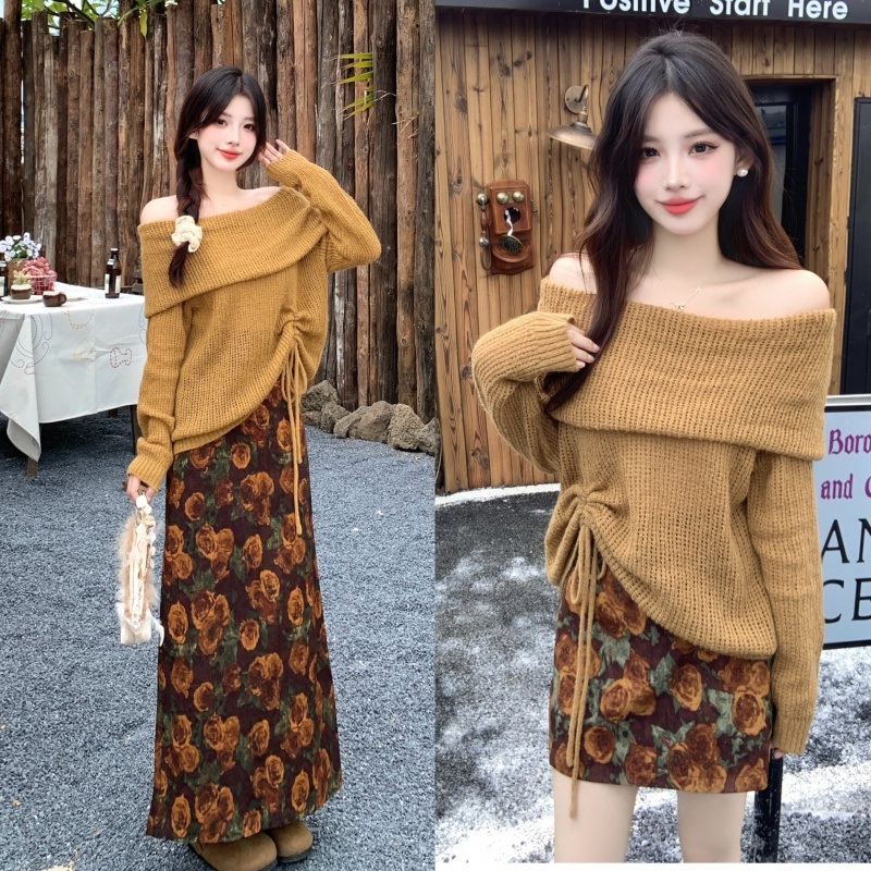 美拉德温柔毛衣裙秋冬一整套穿搭